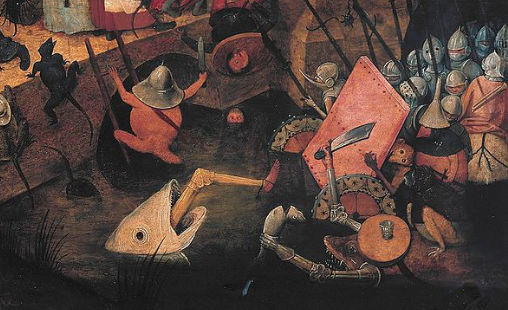 Detail from Dutch Renaissance artist Pieter Bruegel the Elder's painting, Dull Grief. From Wikipedia